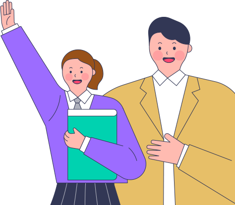 울산교육을 응원하는 학생과 선생님 일러스트